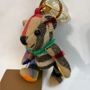Burberry Multicolor Plaid Teddy Bear Keychain so cute